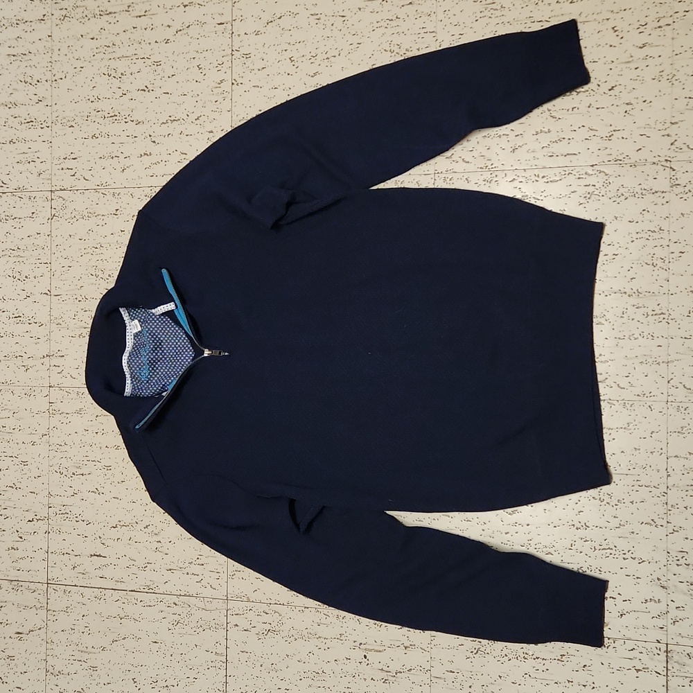 Robert Graham Dark Navy Blue 1/4 Zip Knit Collared Pullover Sweater